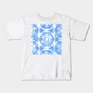 Blue and White Tie Dye Batik Kids T-Shirt